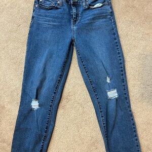 Denizen Mid Rise Boyfriend Classic Blue Distressed Women Jeans
